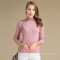 Alibaba China Custom Ladies Inverno Knit Cashmere Wool Sweater com padrão sólido